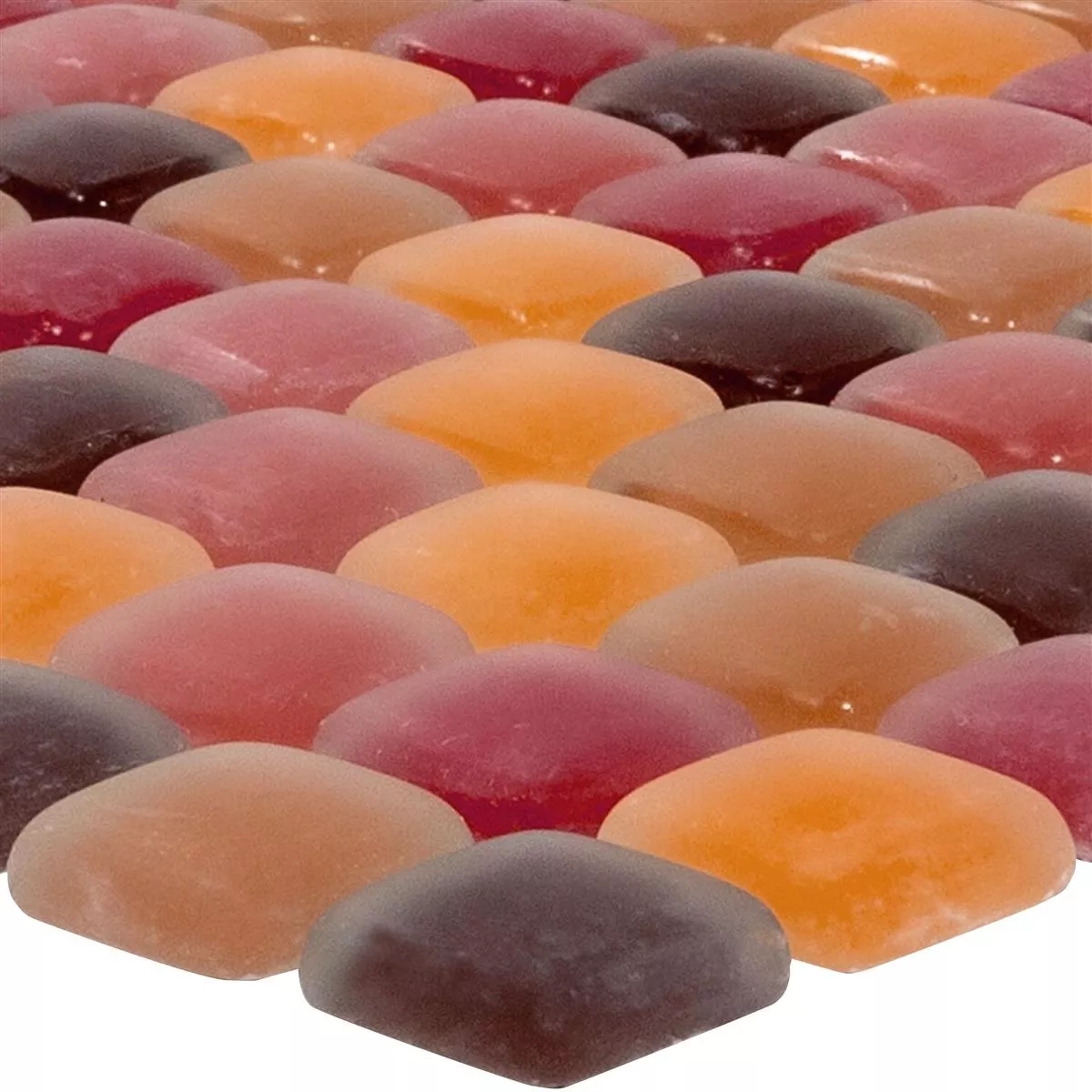 Glass Mosaikk Fliser Ponterio Frosted Rød Mix Glass Mosaikk Fliser Ponterio Frosted Rød Mix