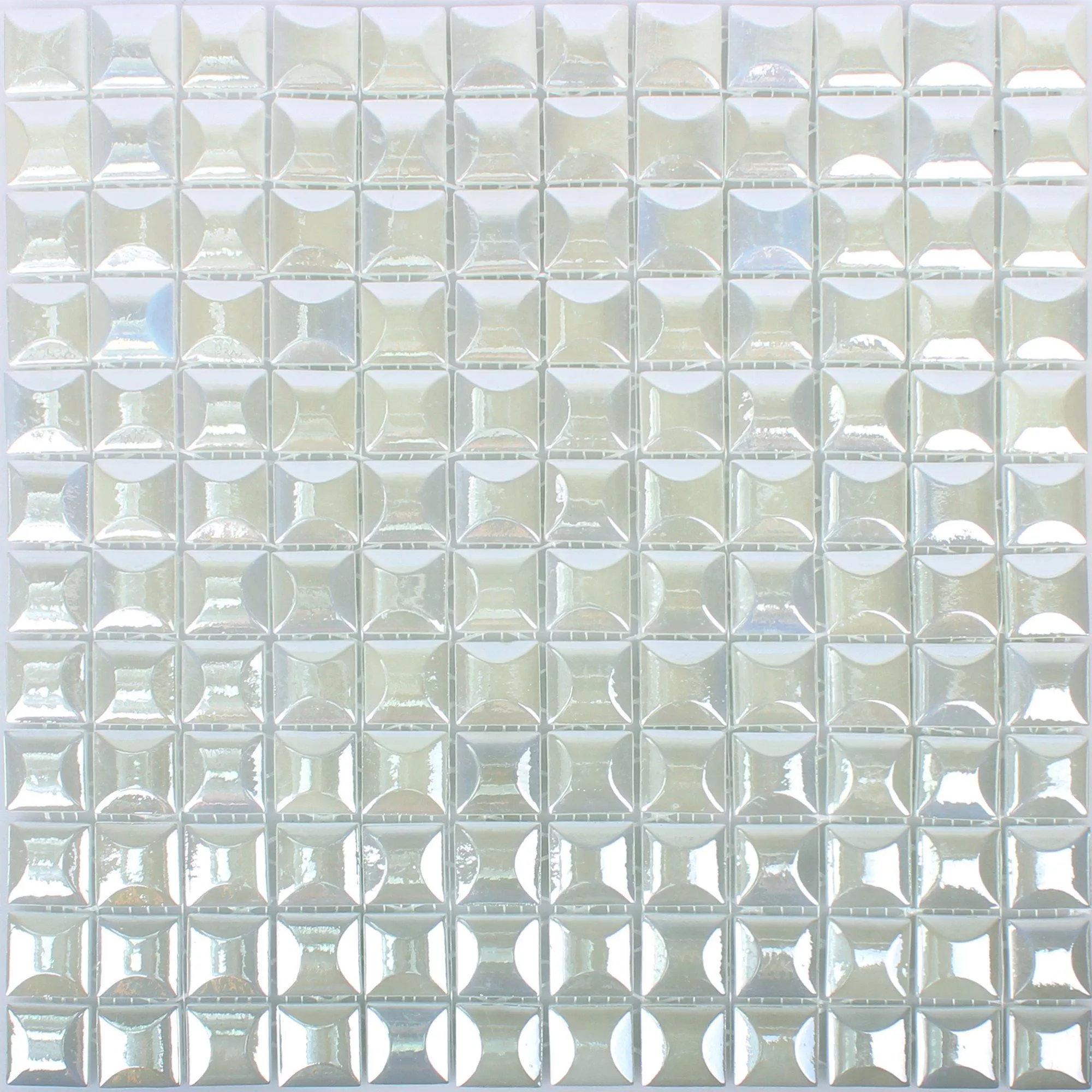 Glass Mosaikk Fliser Monrovia Hvit 3D Metallic