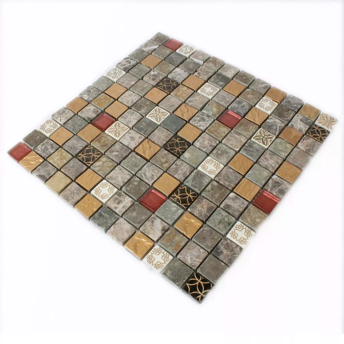 Mosaikkfliser Glass Naturstein Mix 23x23x8mm