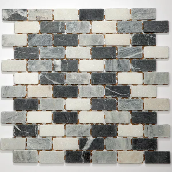 Mosaikkfliser Marmor 23x48x8mm Svart Mix