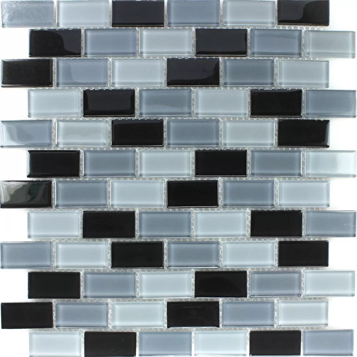 Glass Mosaikk Fliser Svart Mix 25x50x4mm