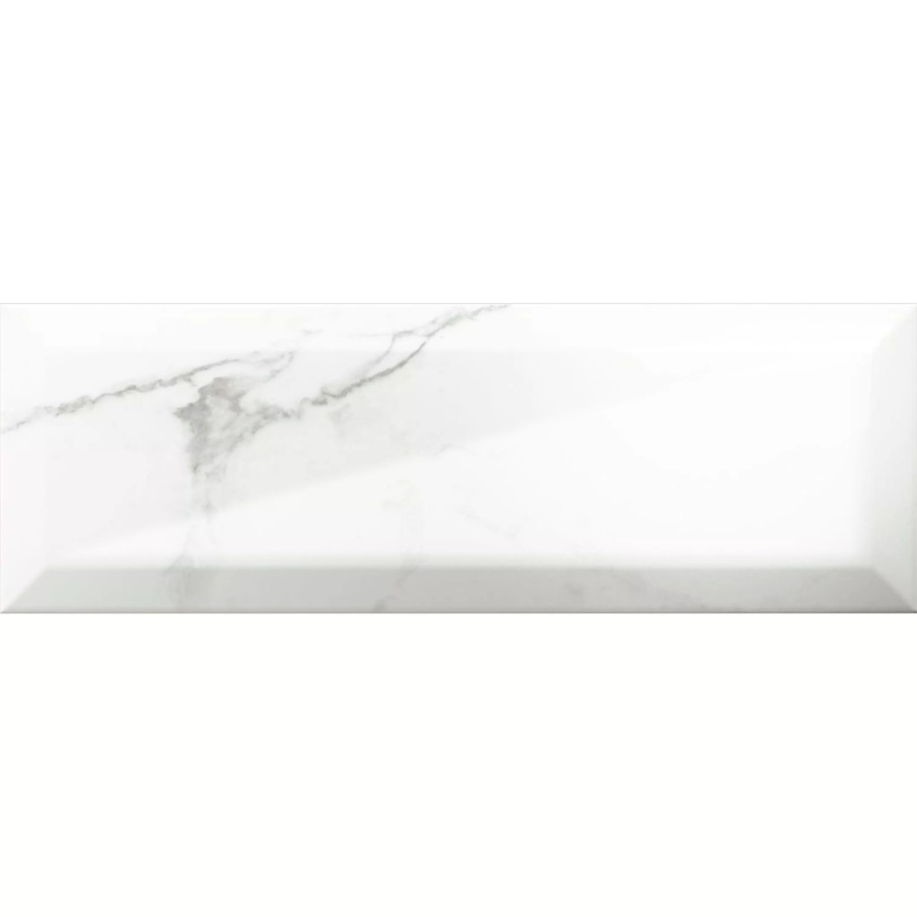 Metro Veggfliser Girona Marmor Utseende Fasett Hvit Glitrende 10x30cm Metro Veggfliser Girona Marmor Utseende Fasett Hvit Glitrende 10x30cm