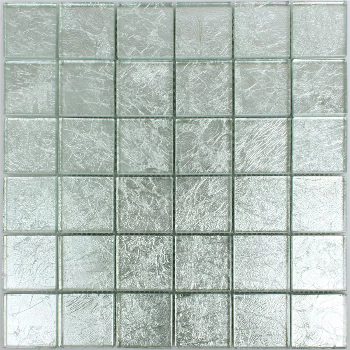 Mosaikkfliser Glass Lucca Sølv 48x48x8mm