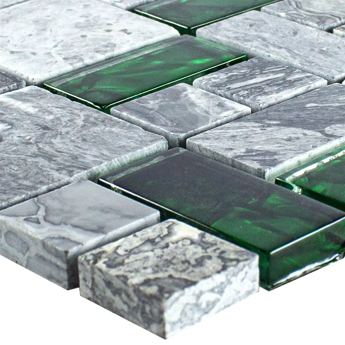 Glass Naturstein Mosaikk Fliser Sinop Grå Grønn 2 Mix