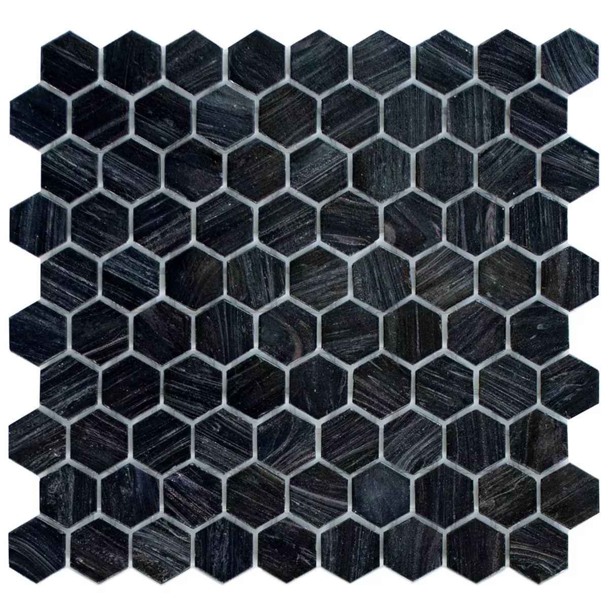 Glass Mosaikk Fliser Trend-Vi Hexagonal 260 Antrasitt