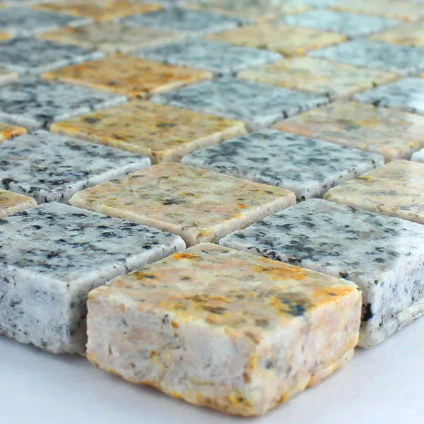 Mosaikkfliser Granitt 23x23x8mm Gul Grå Mosaikkfliser Granitt 23x23x8mm Gul Grå