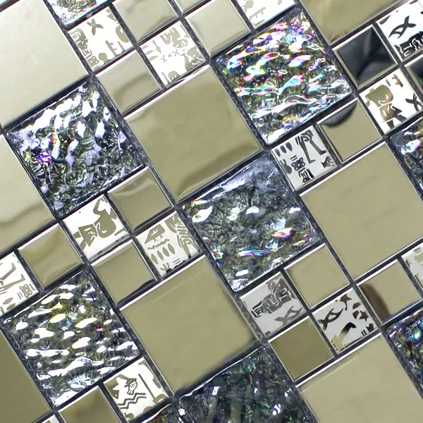 Mosaikkfliser Glass Rustfritt Stål Metall Agypt Sølv