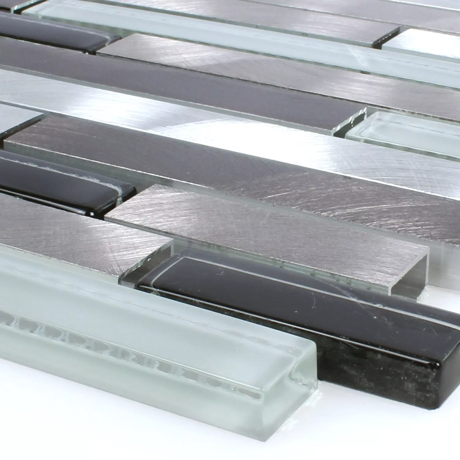 Mosaikkfliser Aluminium Glass Brun Svart Hvit Sølv