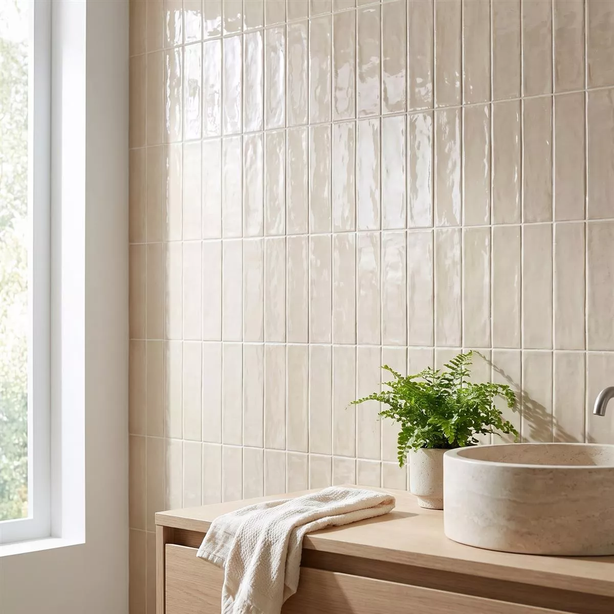 Alcacer Beige Glitrende Rustikk 7,5x30 cm Latte