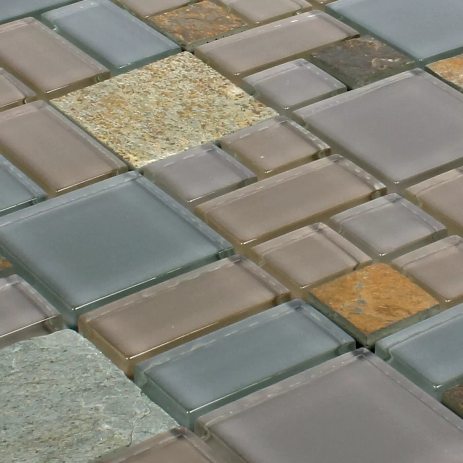 Mosaikkfliser Apollo Naturstein Glassblanding Brun