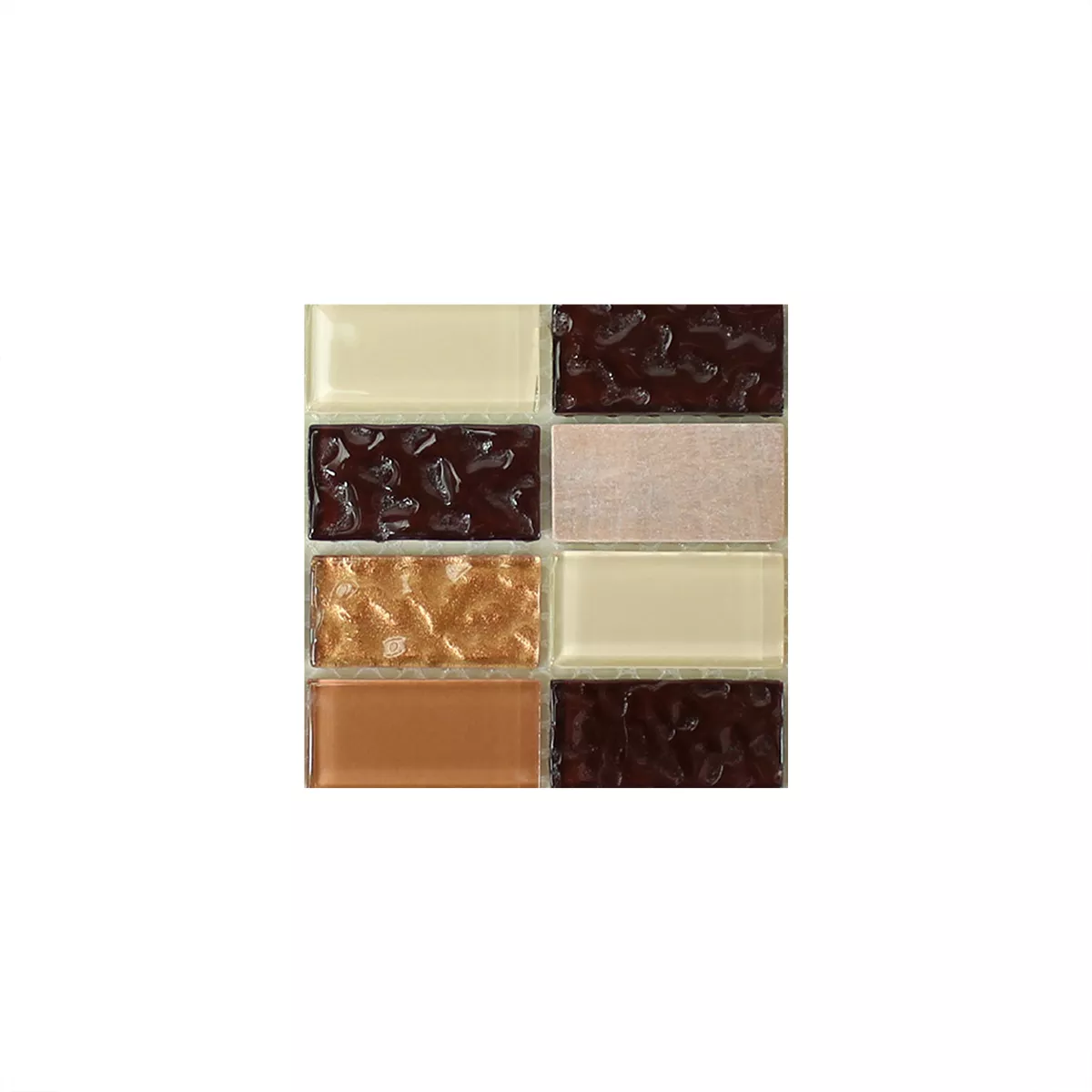 Mønster fra Selvklebende Mosaikkfliser Naturstein Glass Beige Brun Brick