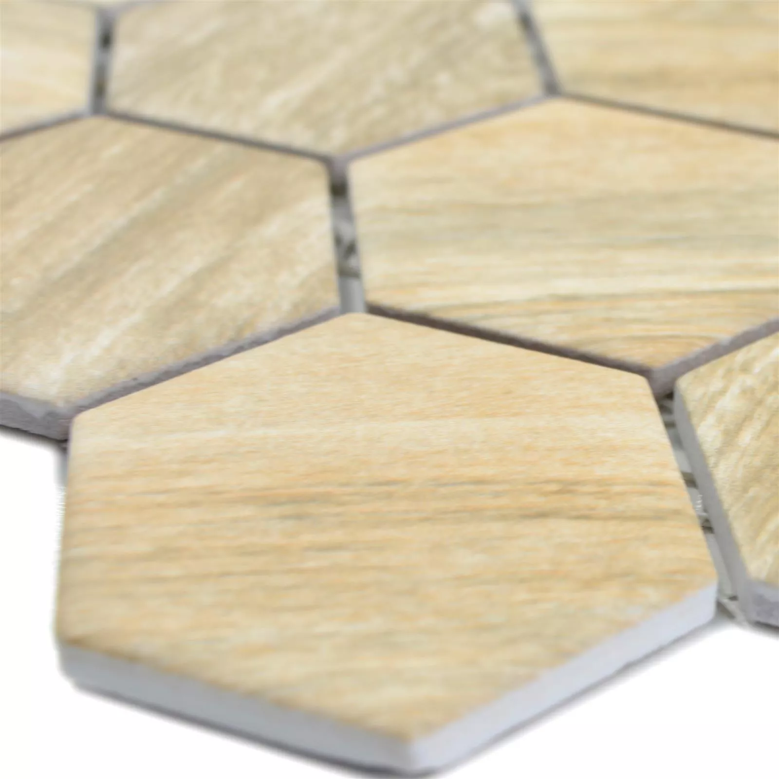 Keramisk Mosaikk Duponti Sekskant Tre Utseende Beige Keramisk Mosaikk Duponti Sekskant Tre Utseende Beige