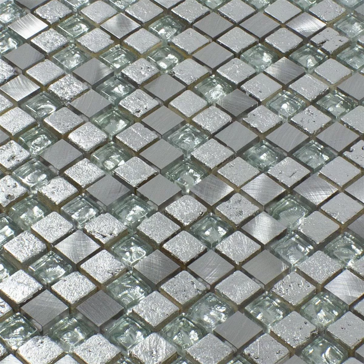 Glass Aluminium Harpiks Mosaikkfliser Stilo Sølv