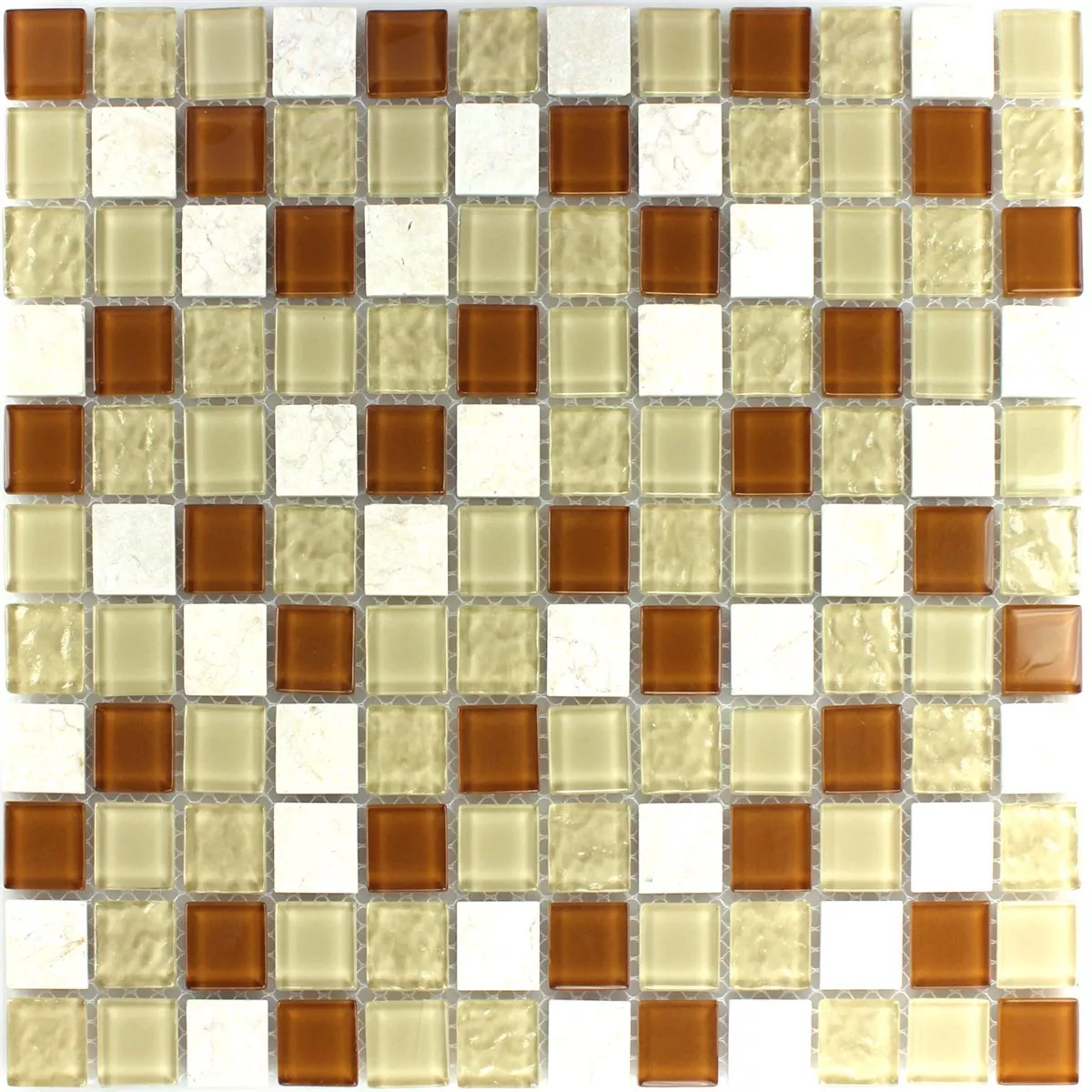 Mosaikkfliser Glass Marmor Beige 25x25x4mm