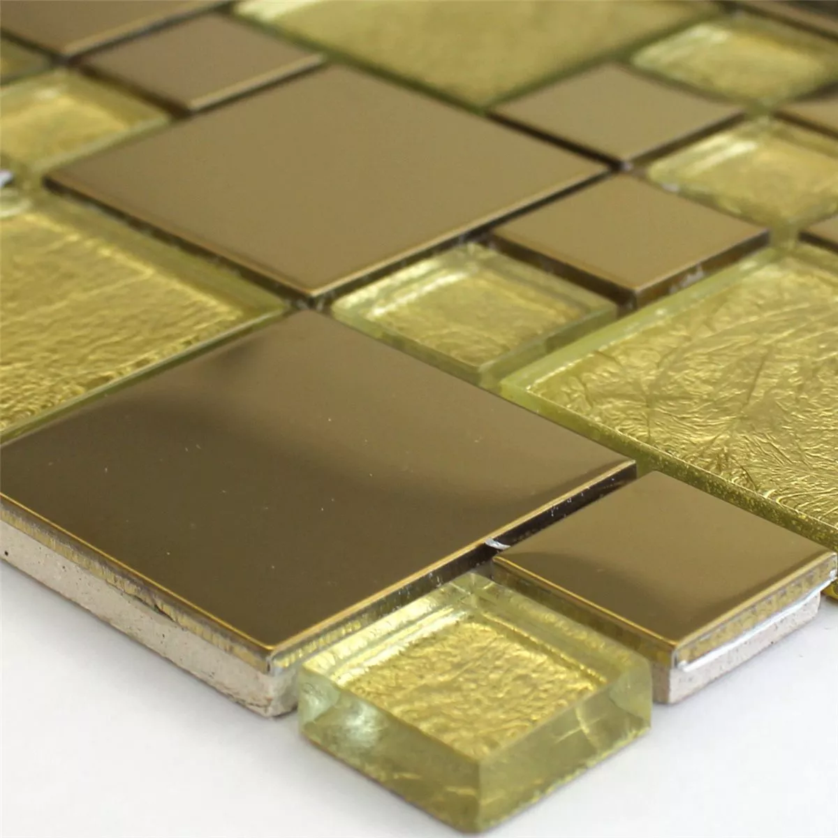Mosaikkfliser Glass Rustfritt Stål Metall Gull