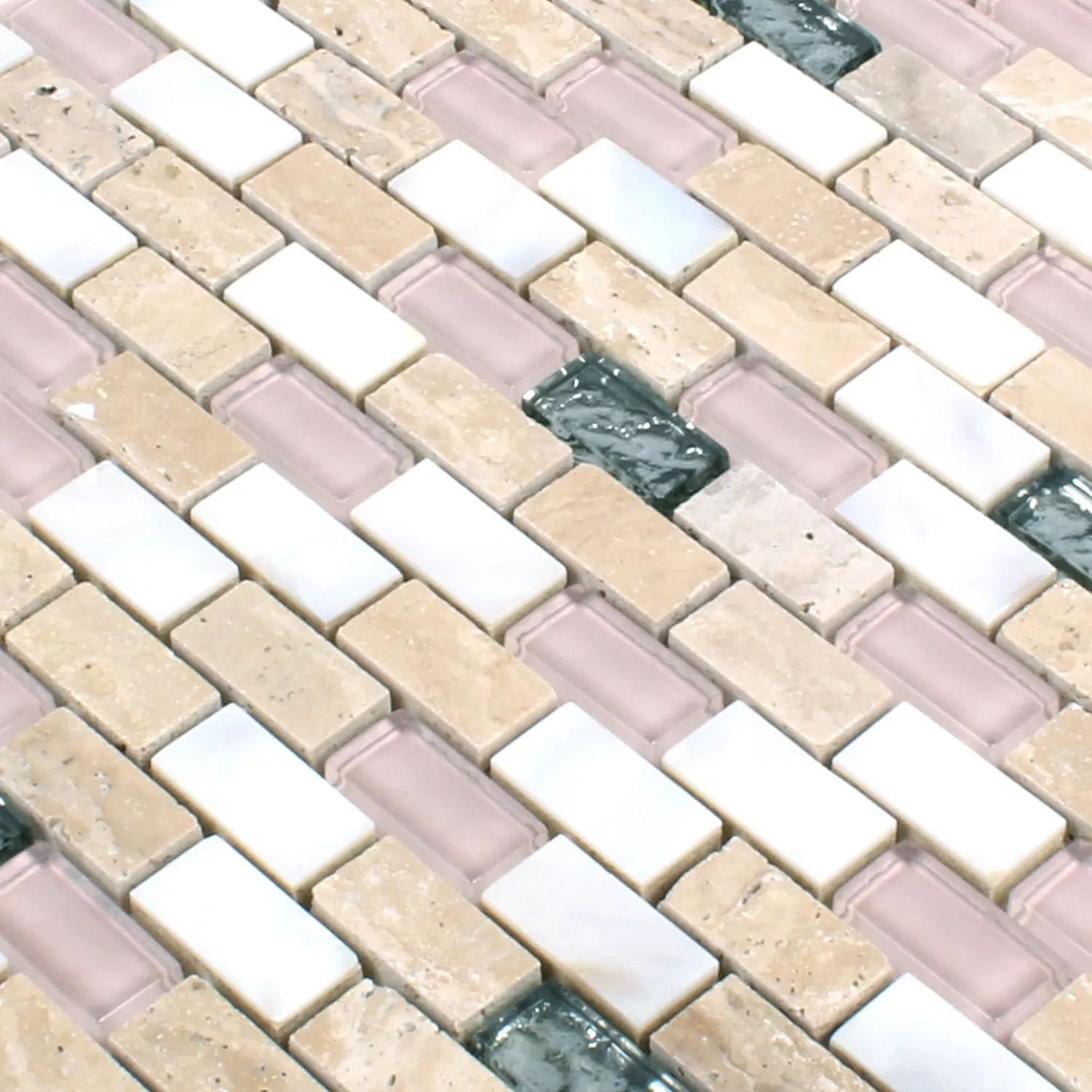 Mønster fra Glass Naturstein Skall Mosaikkfliser Saltanat Beige Rosa