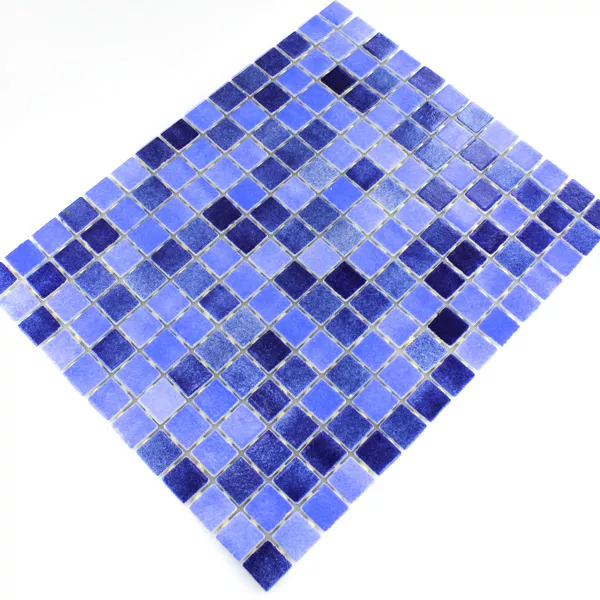 Glass Svømmebasseng Mosaikk 25x25x4mm Blå Mix