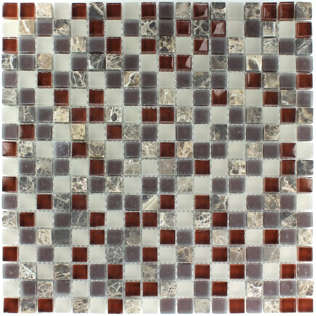 Mosaikkfliser Glass Marmor 15x15x8mm Brun