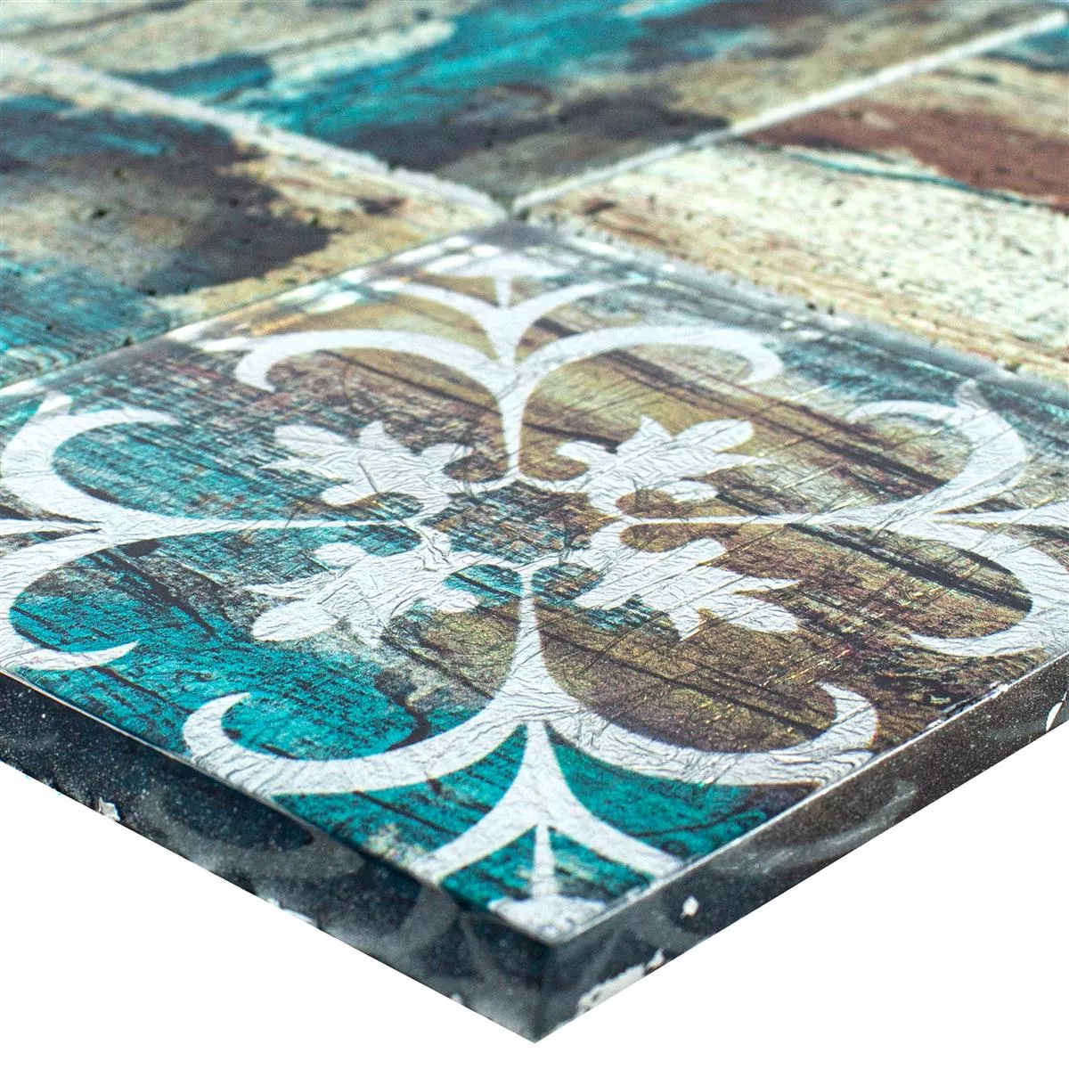 Glass Mosaikk Fliser Tre Utseende Howland Beige Grønn Q98