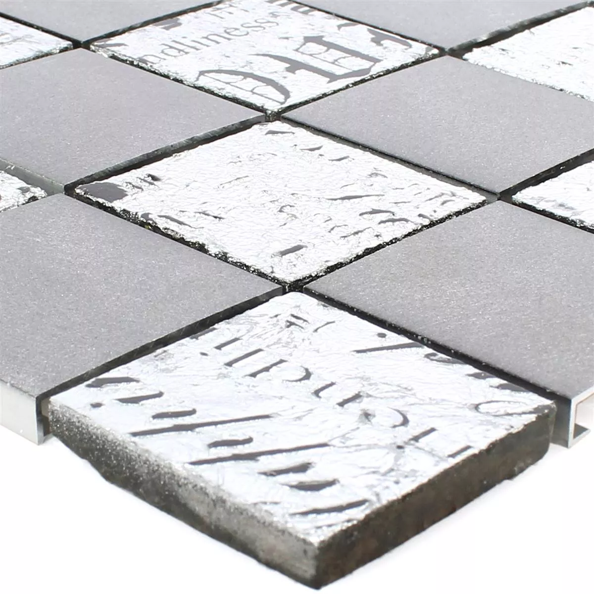 Mosaikkfliser Metall Naturstein Parole Svart Sølv