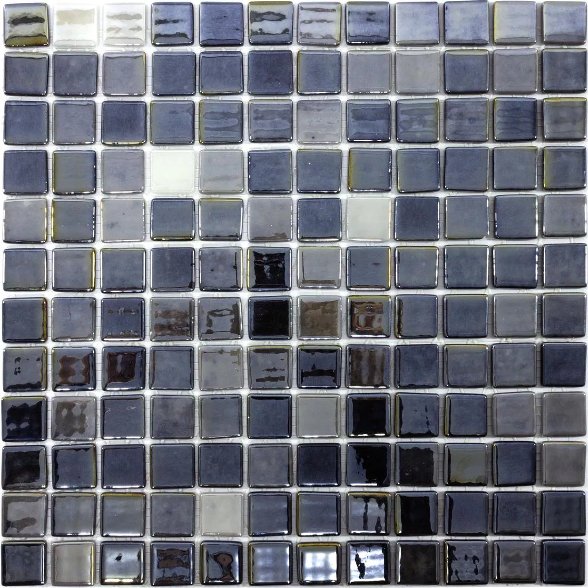 Mønster fra Glass Mosaikk Fliser Silvertown Antrasitt Metallic 25x25mm