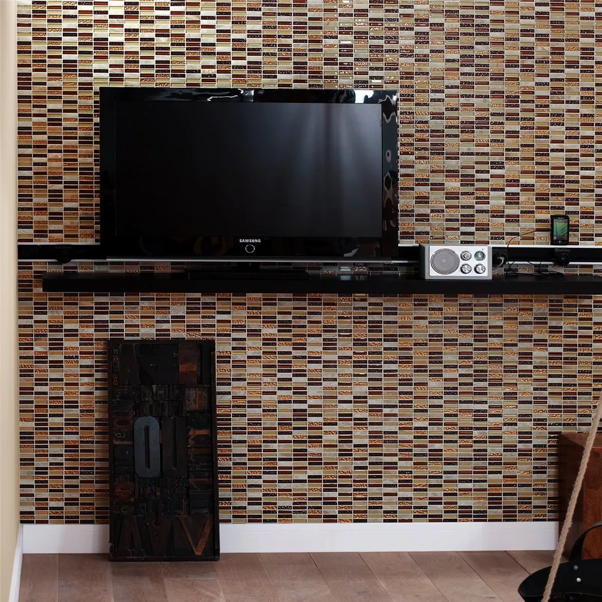 Mønster fra Mosaikkfliser Onyx Glass Stang Brun Beige