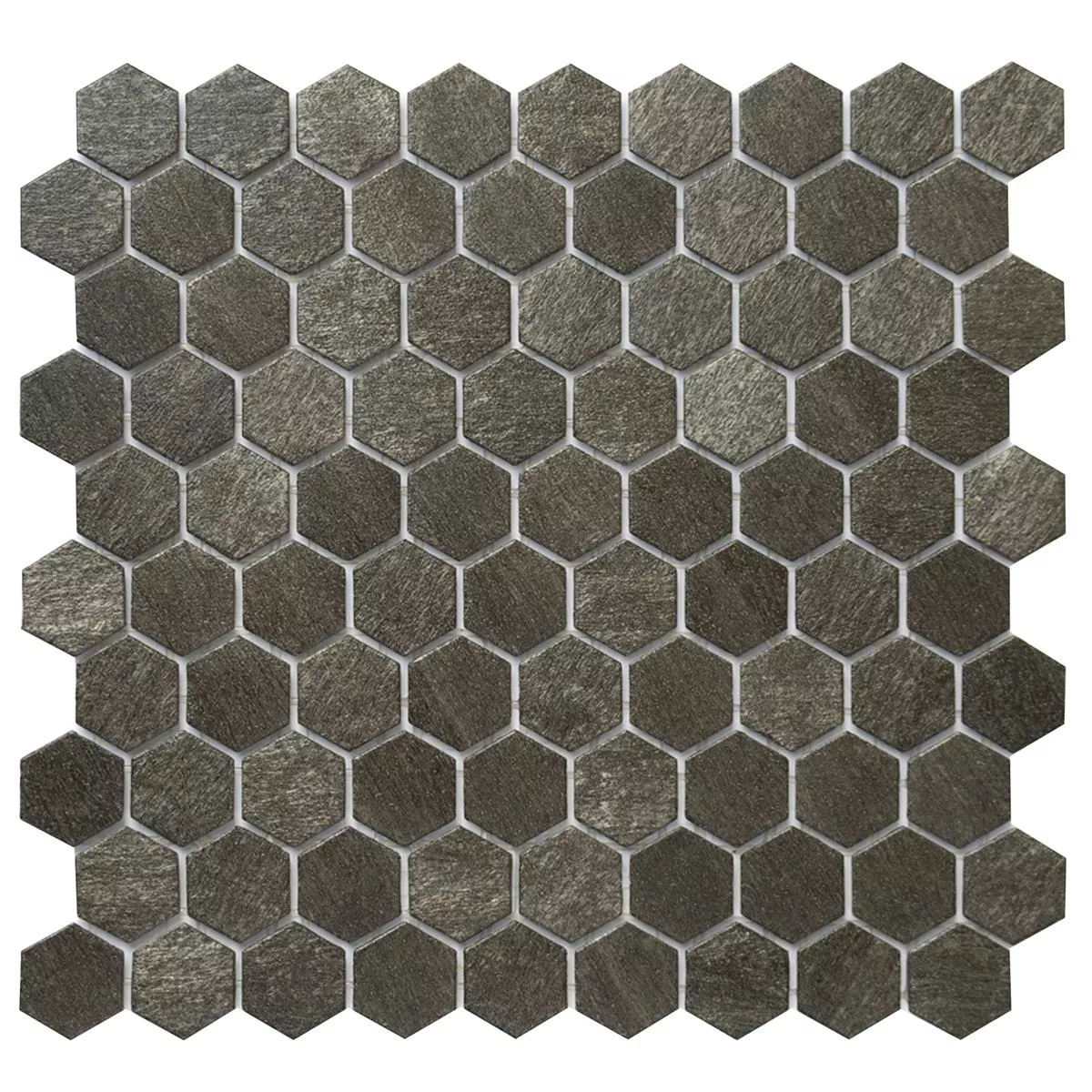 Glass Mosaikk Fliser Trend-Vi Hexagonal 2124 Mørk Grå