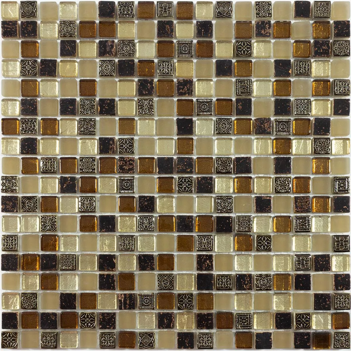 Glass Marmor Mosaikkfliser Kingsburg Brun Mix