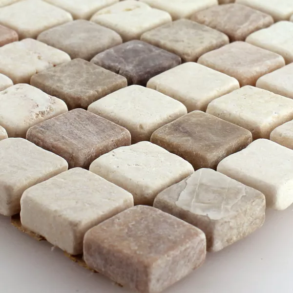 Mosaikkfliser Marmor Beige Mix 15x15mm