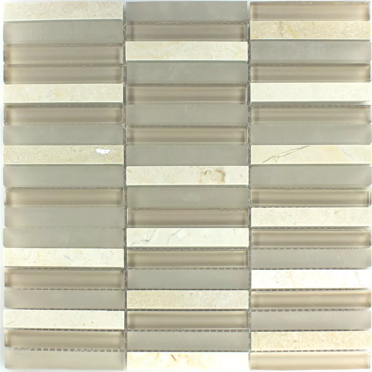 Mosaikkfliser Glass Marmor Barbuda Krem 15x98x8mm