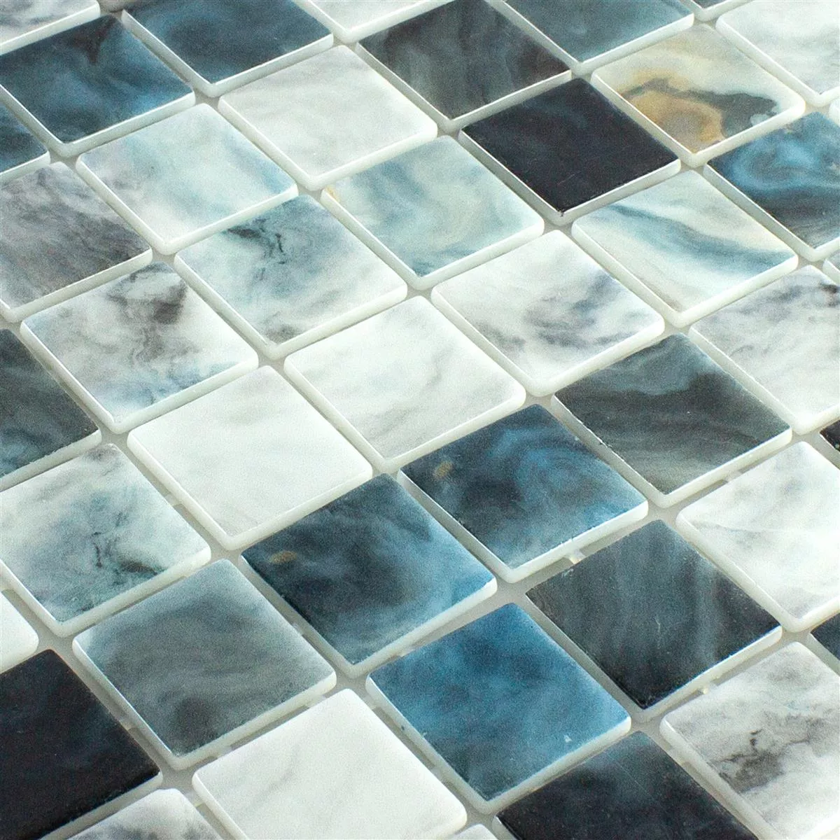 Svømmebassengmosaikk I Glass Baltic Blå Grå 38x38mm