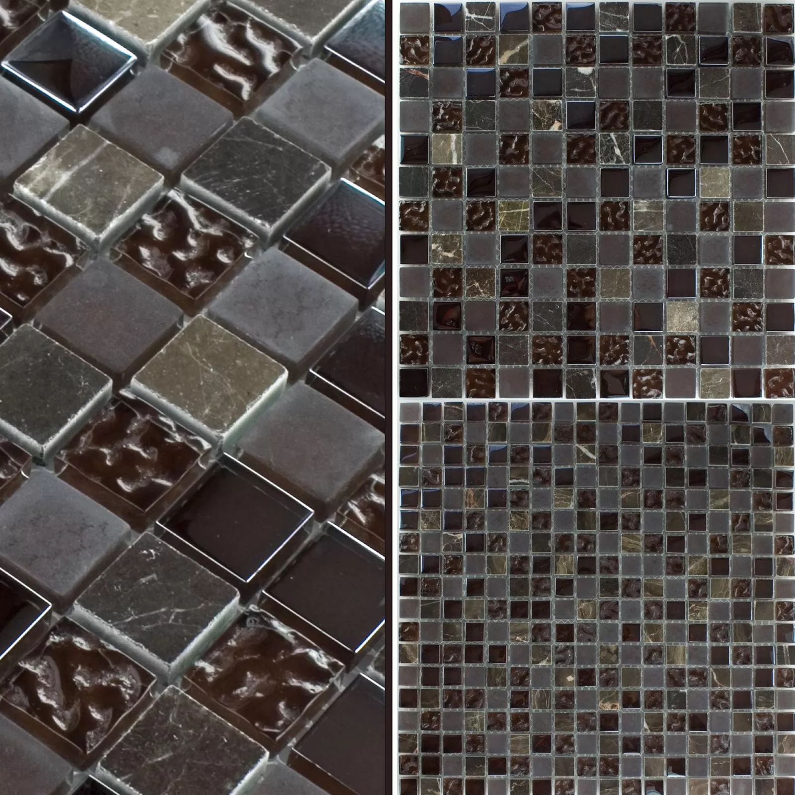 Mosaikkfliser Glass Marmor Mix Sintra Brun