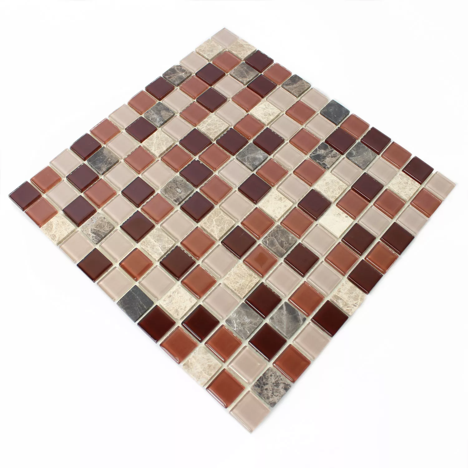 Mønster fra Selvklebende Mosaikkfliser Naturstein Glass Beige Brun Emperador