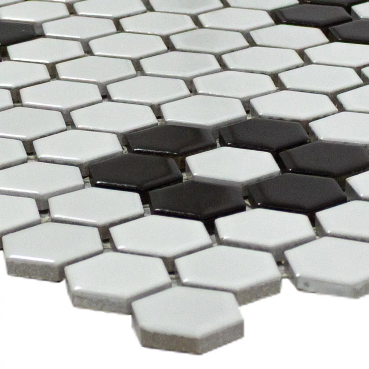 Mosaikkfliser Sekskant Osaka Svart Hvit
