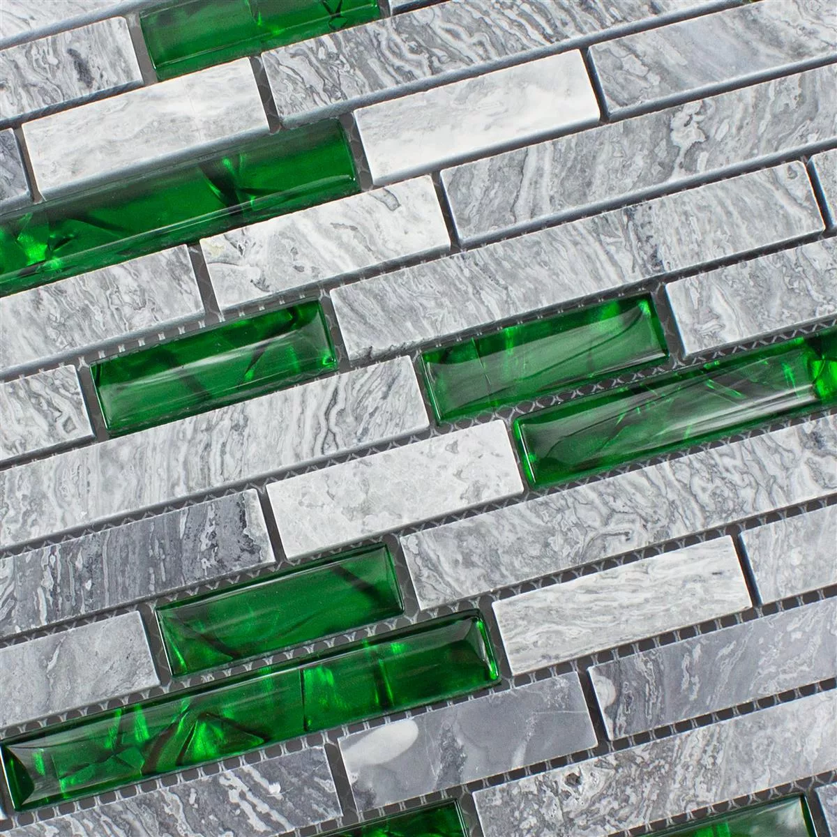 Mønster fra Glass Naturstein Mosaikk Fliser Sinop Grå Grønn Brick