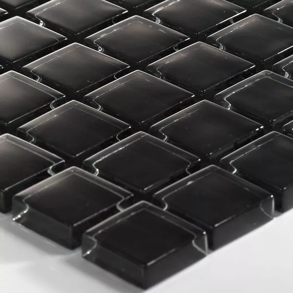 Glass Mosaikk Fliser Uni 23x23x8mm Svart