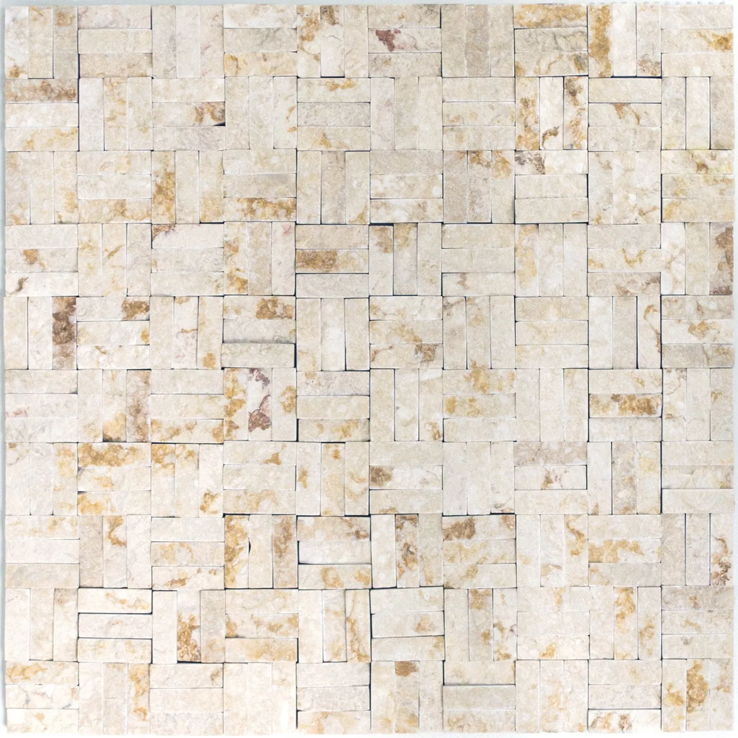 Mønster fra Mosaikkfliser Naturstein Parkett Splitface 3D Beige