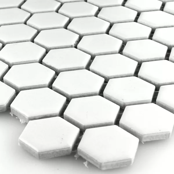 Mosaikkfliser Keramikk Sekskant Hvit Frostet H23 Mosaikkfliser Keramikk Sekskant Hvit Frostet H23