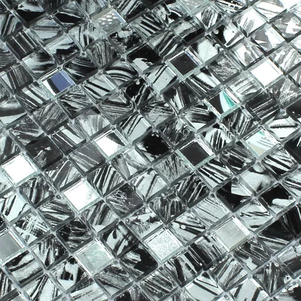 Glass Mosaikk Speil Grå Marmorert 15x15x6mm