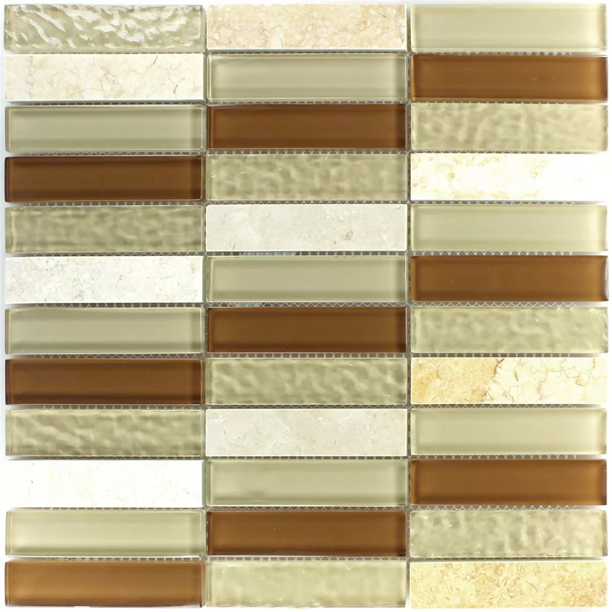 Mønster fra Mosaikkfliser Glass Naturstein Brun Beige Stripes