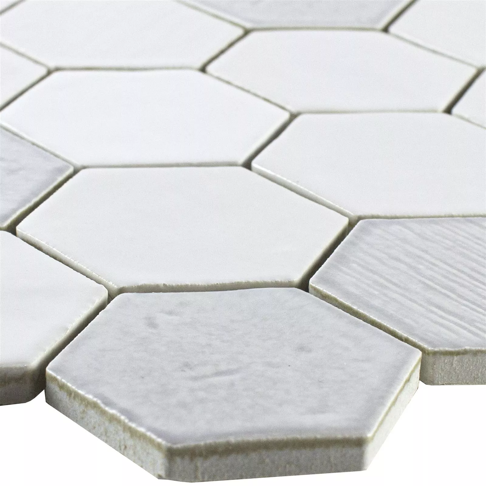 Mønster fra Keramikk Mosaikkfliser Roseburg Sekskant Glitrende Hvit