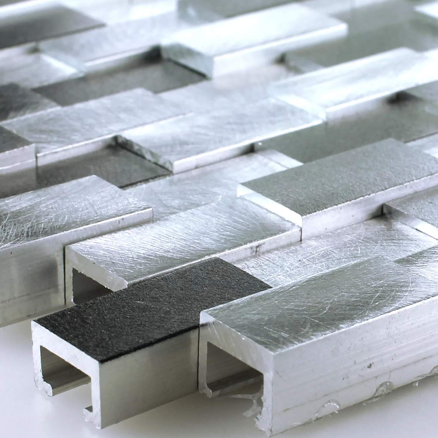Mosaikkfliser Aluminium Metall Langley 3D Svart Grå