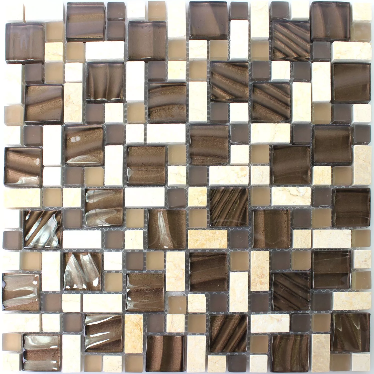 Mosaikkfliser Glass Naturstein Brun Beige