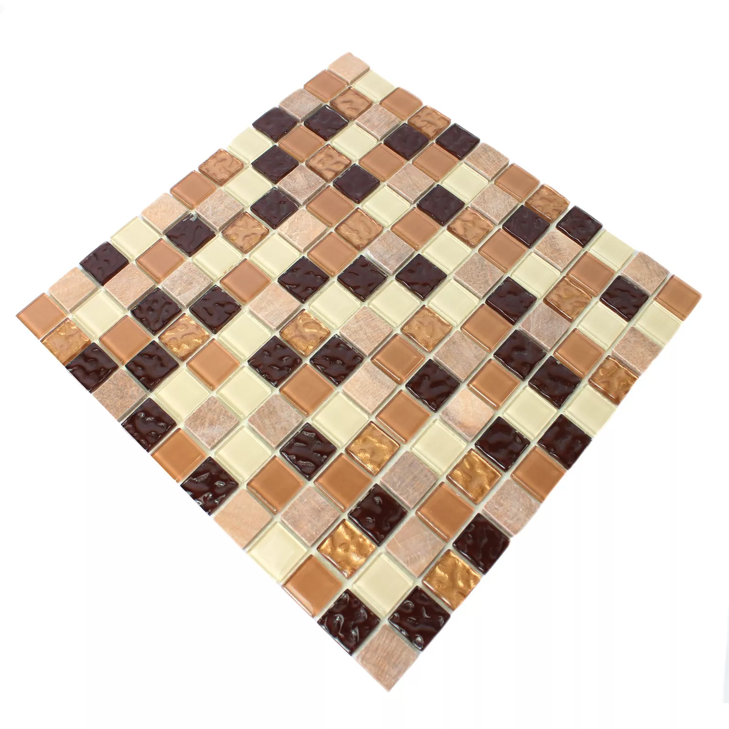 Selvklebende Mosaikkfliser Naturstein Glass Beige Brun