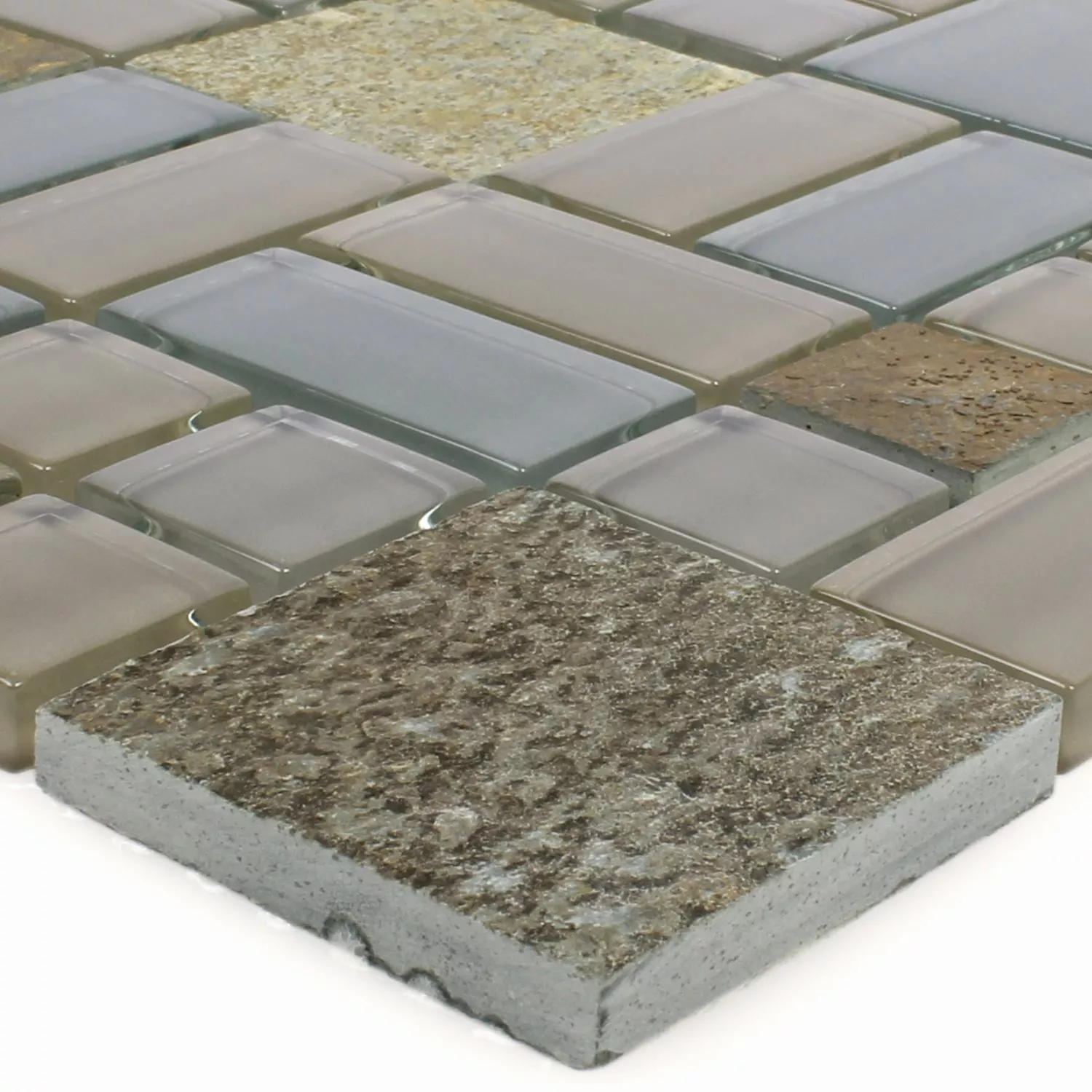 Mosaikkfliser Apollo Naturstein Glassblanding Brun