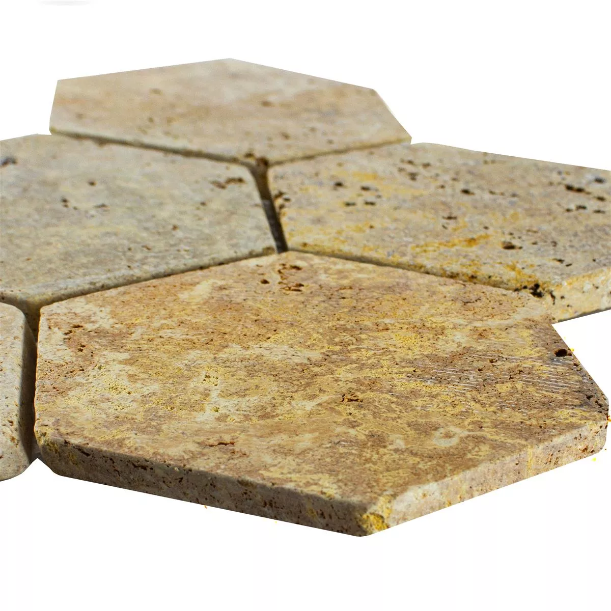 Travertin Naturstein Mosaikkfliser Mercado Sekskant Gull Travertin Naturstein Mosaikkfliser Mercado Sekskant Gull