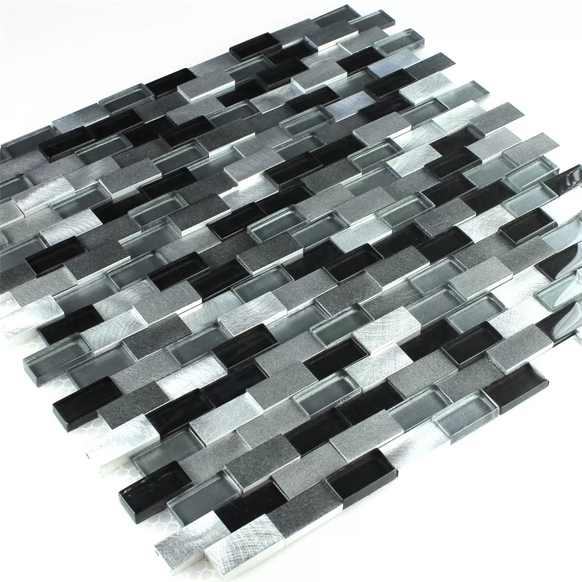 Mønster fra Mosaikkfliser Aluminium Glass Design D Svart Sølv