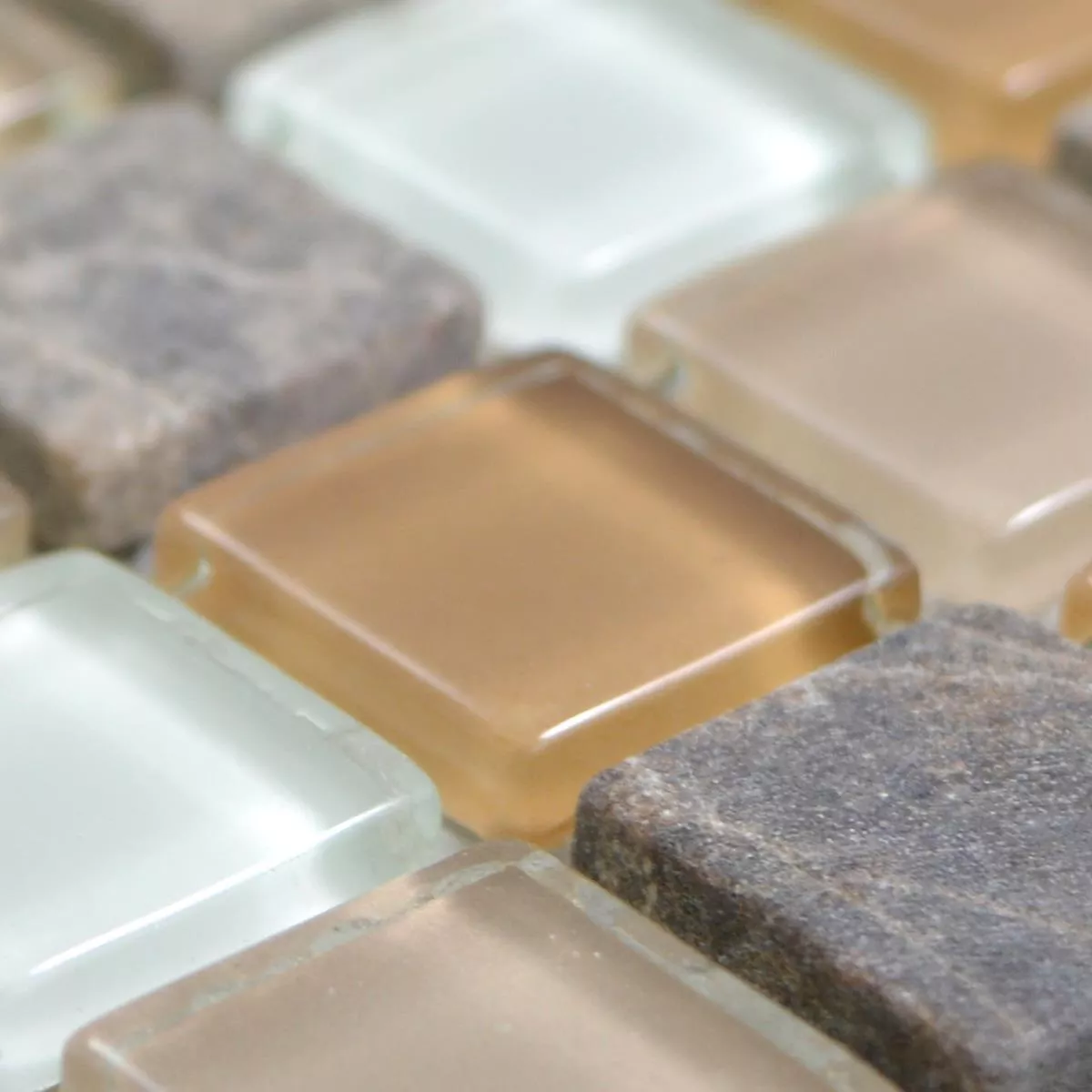 Mønster fra Glass Naturstein Mosaikkfliser Zekova Beige Brun Hvit