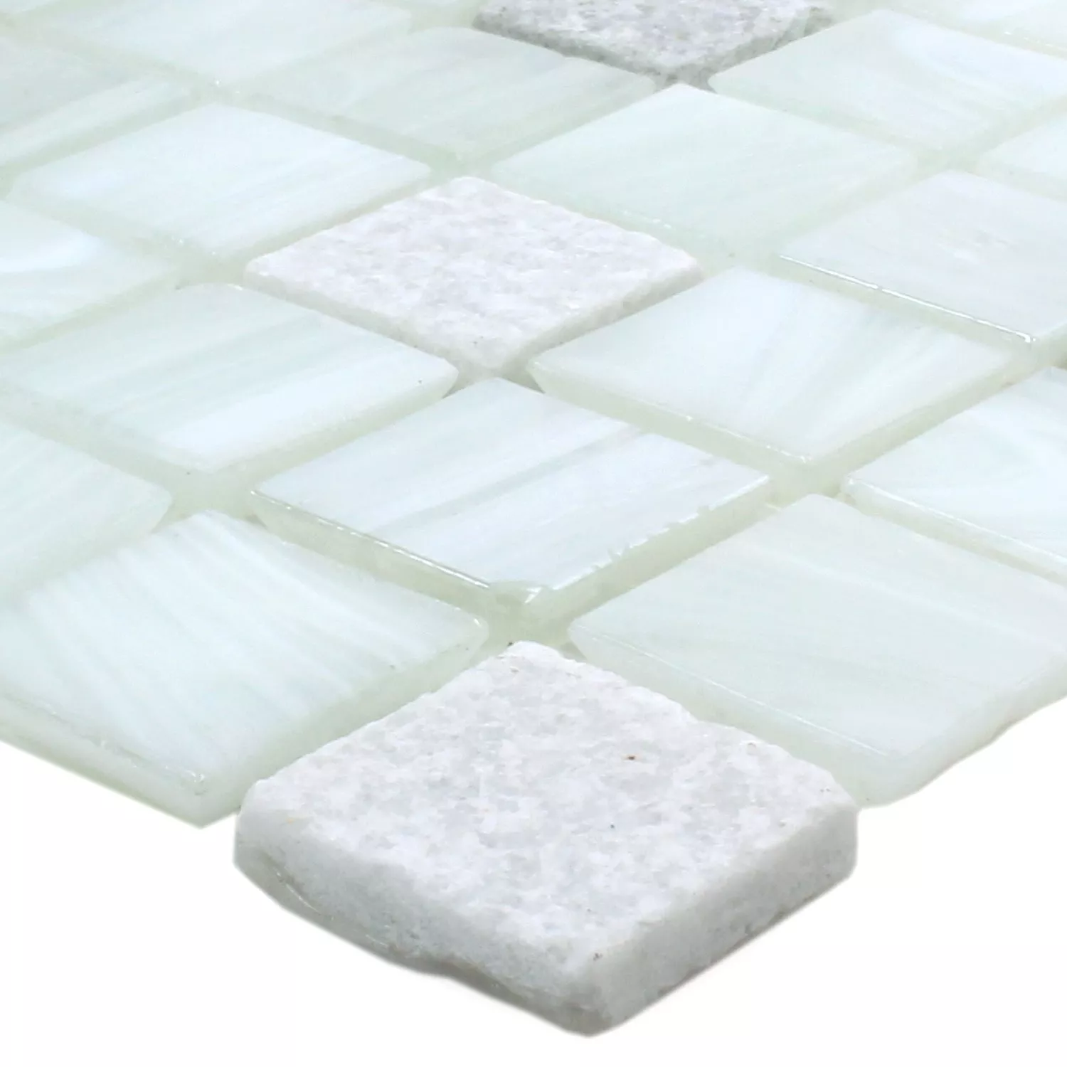 Glass Naturstein Mosaikk Daily Rush Hvit Cream Glass Naturstein Mosaikk Daily Rush Hvit Cream