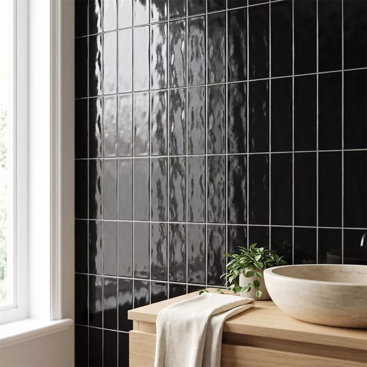 Calissi Svart Glitrende Rustikk 7,5x15 cm Negro